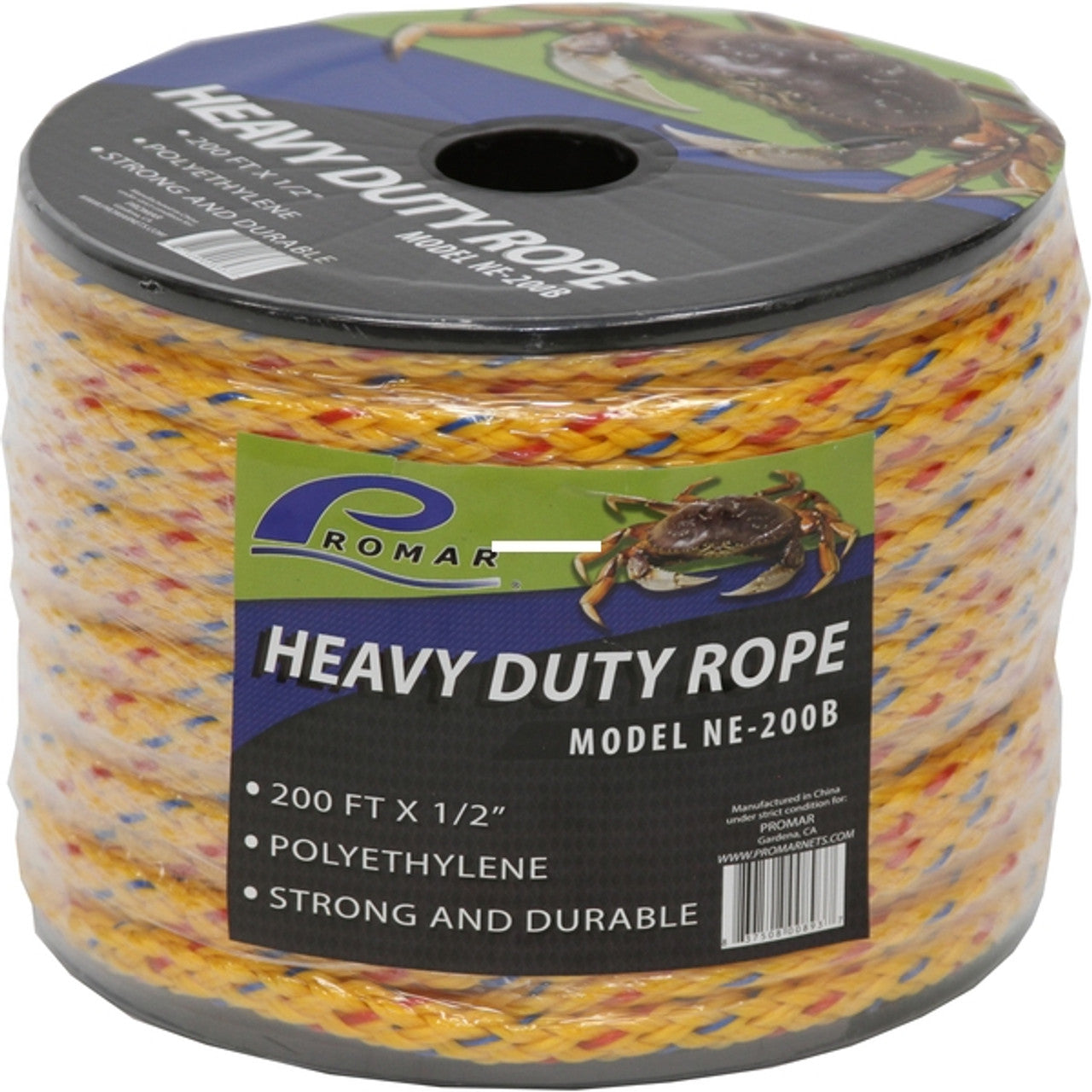 Promar NE-200B 200 FT, 1/2" Braided - Crab/Lobster Rope - Yellow