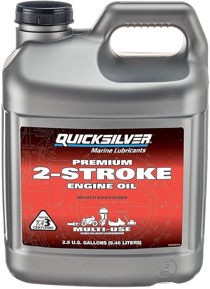 Quicksilver 8M0229791 Premium 2-Stroke Engine Oil Outboards PWCs Snowmobiles and Motorcycles - 2.5 Gallon