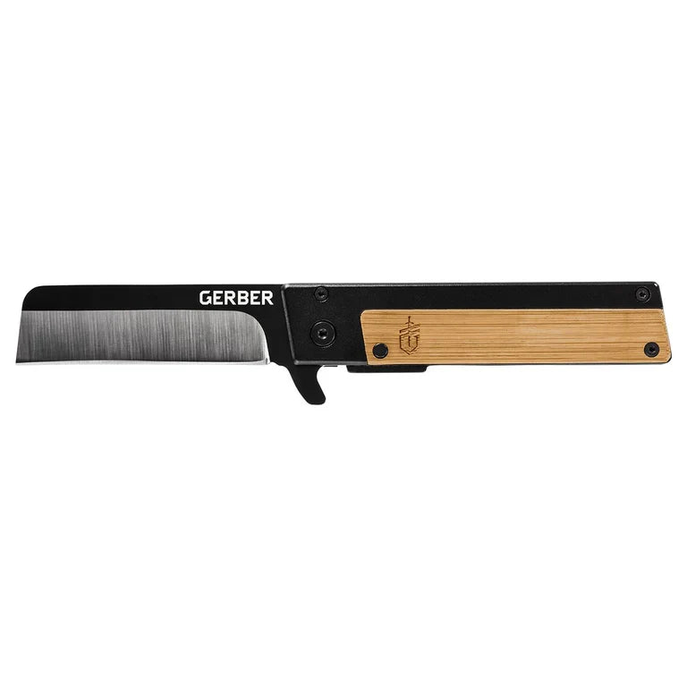 Gerber Quadrant EDC Folding Pocket Knife w/Clip, Plain Edge Blade, Bamboo