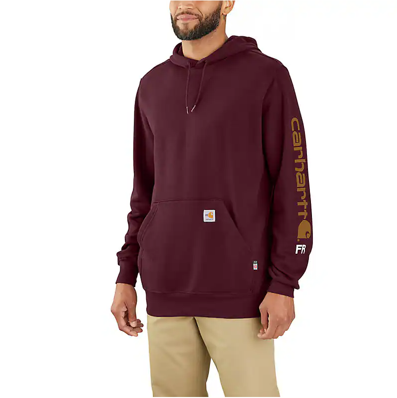 Carhartt Men's Flame Resistant Force Loose Fit Midweight Hooded Logo Graphic Hoodie