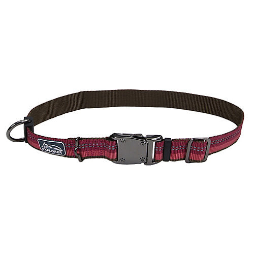 K9 Explorer Berry Red Reflective Adjustable Dog Collar - 18 -26 Long X 1 Wide