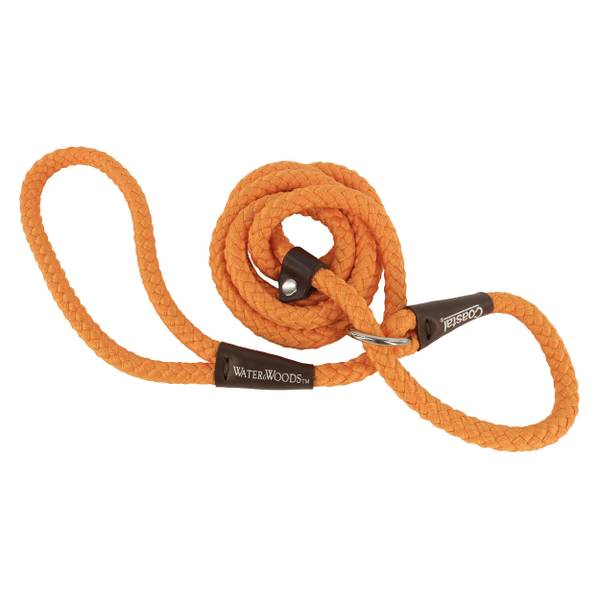 Water & Woods Braided Rope Slip Dog Leash, Safety Orange