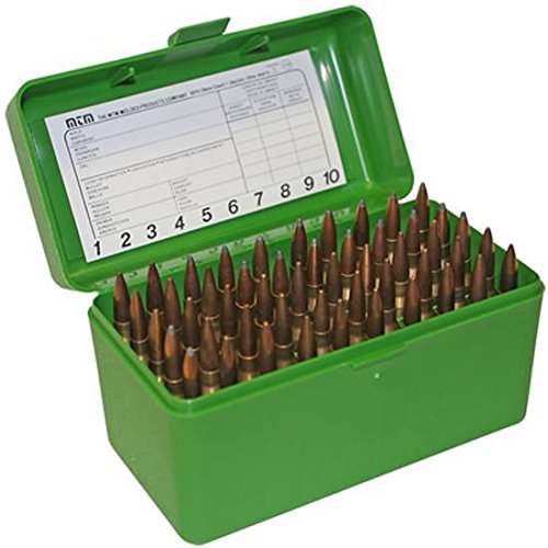 Mtm Case-Gard Flip Top Rifle Ammo Boxes - Flip Top Rifle Ammo Box 26 Nosler-10.75X68 Mauser 50 Rnd Grn