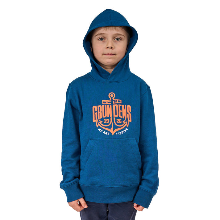Grundens Kid's Displacement Hoodie Logo Anchor
