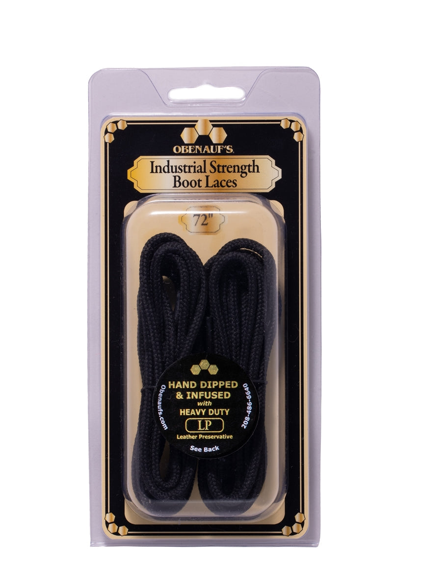 Obenauf's Boot Laces Industrial Strength Black Waxed Round Black -54"