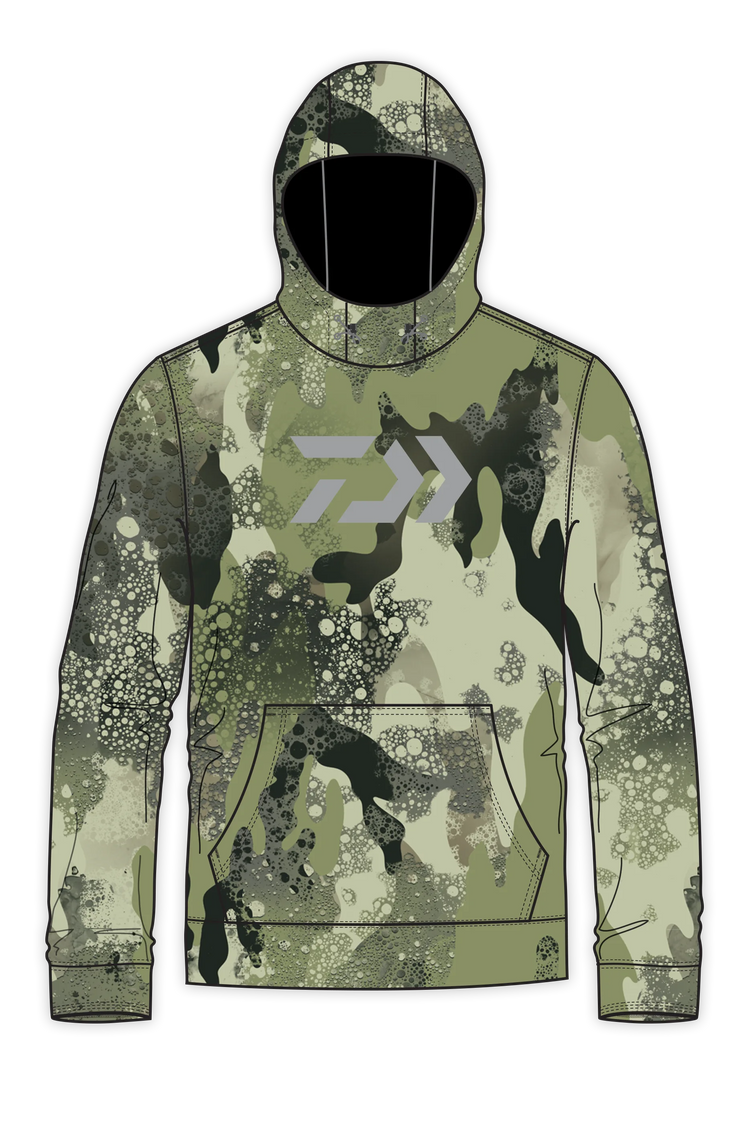 Daiwa D-Vec "Black" Logo Woods Camo Fleece Hoodie Men's