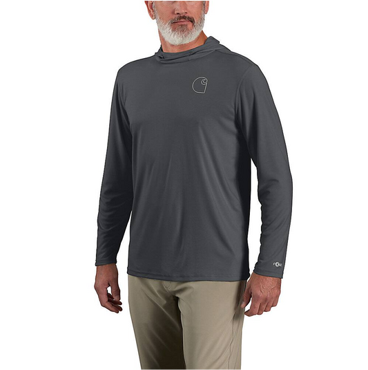 Carhartt Force Sun Defender Lightweight Long-Sleeve Hooded Logo Graphic T-Shirt
